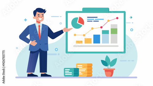 A financial advisor presenting a seminar on deferment and forbearance options with a chart comparing different programs and their benefits.. Vector illustration