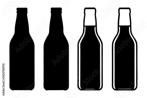 set of Beer Bottle silhouette vector illustration
