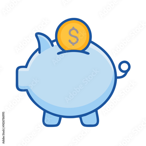 Piggy Bank with Inserting Coin Icon Design