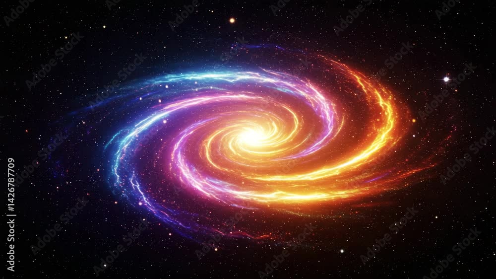 Colorful galaxy swirl creating cosmic ripples in space. Cosmic vortex Colorful galaxy swirl creating cosmic ripples in space. Cosmic vortex