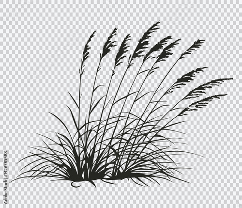  grass silhouette vector with wild blades swaying in the wind, perfect for natural landscape illustrations, garden-themed projects, and eco-friendly outdoor design elements and compositions.