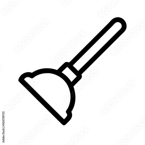 Plunger with Wooden Handle Tool Icon Design