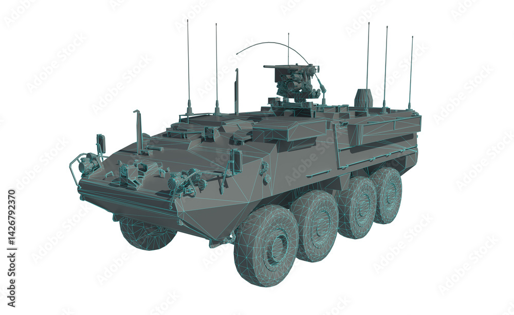 Fototapeta premium Stryker Military Vehicle Digital White