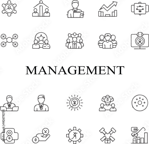 Management - set of thin line vector icons
