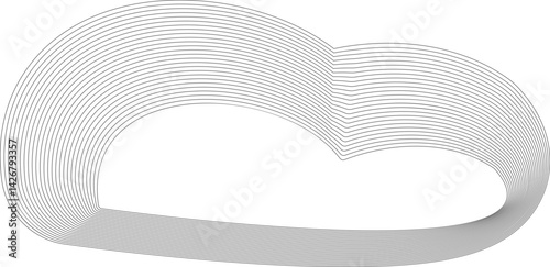 Curved blob arch formed by fluid parallel contours that build a wide flowing arc and create an open center.