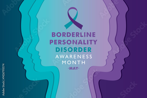 Vector illustration for Borderline Personality Disorder Awareness Month which is held in the month of May every year, It is a mental health condition that affects people's feelings.