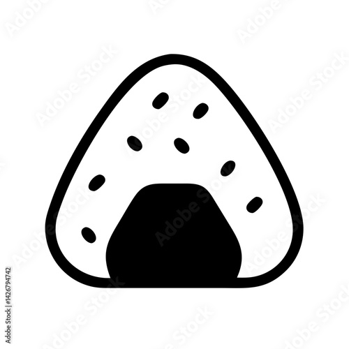 Rice Ball Onigiri with Seaweed Icon Design