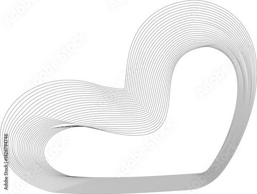 Melting form with dynamic bends and smooth layered lines creating a fluid organic shape.