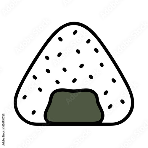Rice Ball Onigiri with Seaweed Icon Design