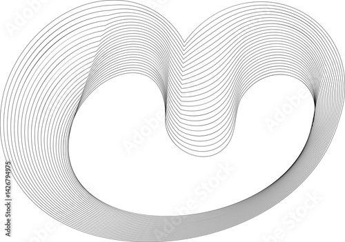 U-shaped frame with a soft blob-like tip and flowing layered line texture.