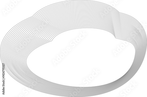 Soft concentric frame with a round interior formed by smooth flowing lines and layered contours creating a circular hollow.