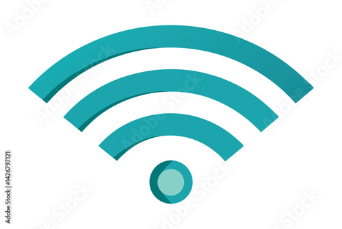 Stylish turquoise WiFi signal symbol on a clean white background design