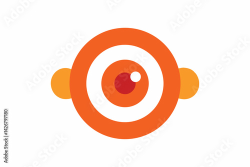 Abstract Circular Eye Design in Orange and White with Unique Side Spheres