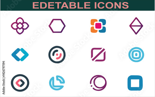 Customizable Icon Bundle Squares,Circles,Hexagons.