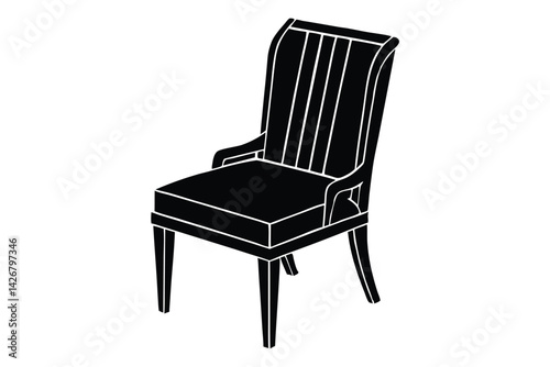Elegant black silhouette of a dining chair with minimalist design and style