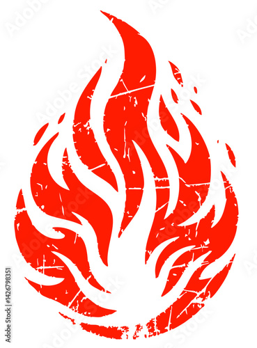 Flame Symbol - Vector Fire Graphic Vinyl Art Stamp