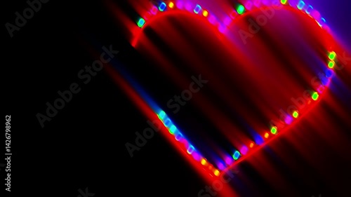 Radiant RGB Heart-Shaped Light Strings with Motion Blur Animation