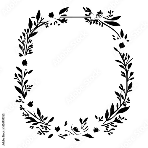 Floral Wreath Frame in Black and White Design