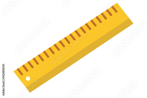 Illustration of a yellow ruler with brown markings for measurements and a hole