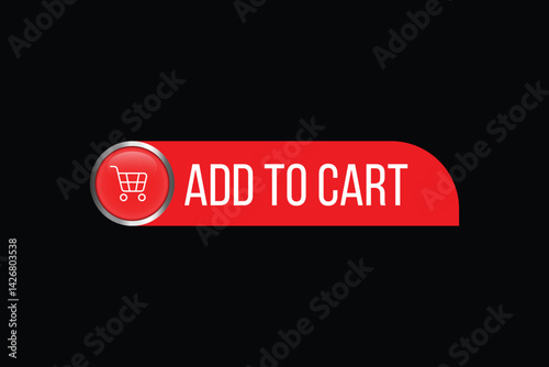 vector Add to cart red button and black background design
