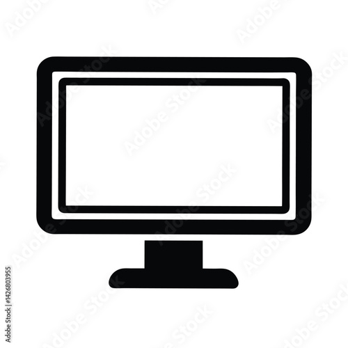 Monitor Screen Stencil Icon Silhouette Vector Illustration