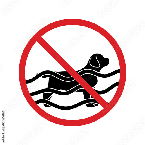Billede på lærred dog prohibited swimming icon vector design illustration
