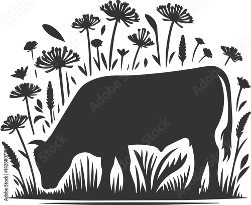 Vector silhouette of a cow