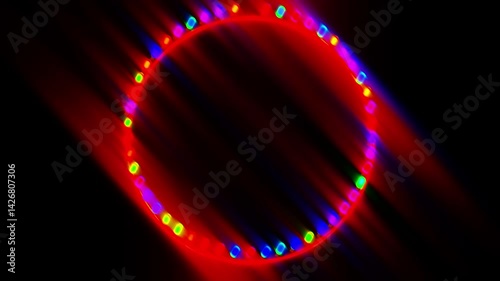 Circular RGB Light Strings Looping with Colorful Motion Blur