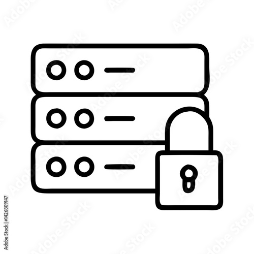 Secure server data protection network security database cloud storage system technology safety and lock icon