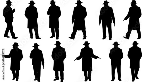 gangster silhouettes, vector set of gangster
