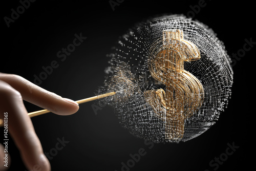 Obraz na płótnie Exploding dollar bubble. Concept of financial collapse and economic crisis w salonie