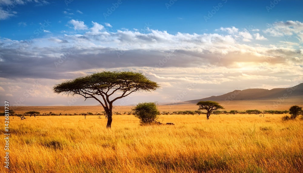 Obraz premium savanna landscape with tree in africa