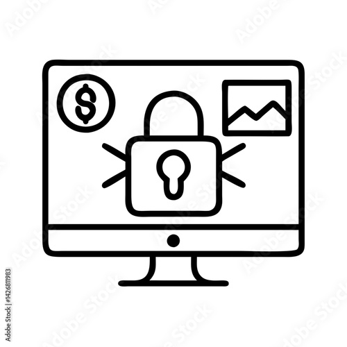 Secure online banking and financial data protection with computer security and privacy lock icon