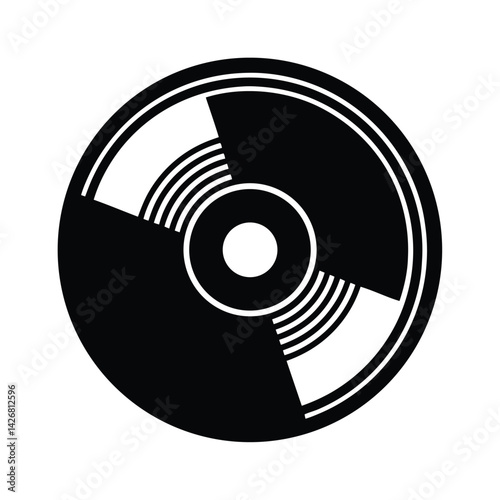 Vinyl Record Stencil Icon Silhouette Vector Illustration