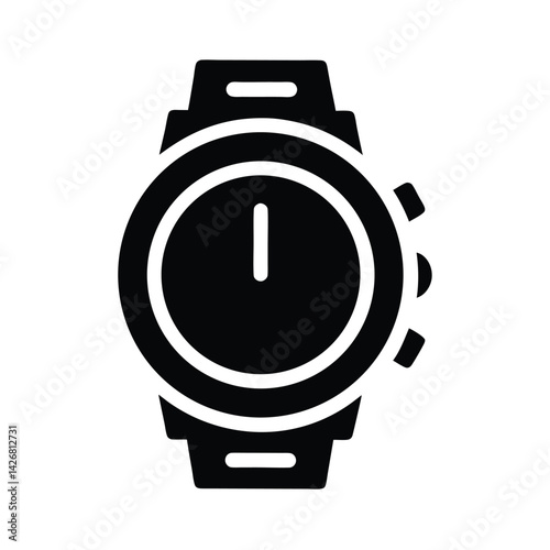 Watch Face Stencil Icon Silhouette Vector Illustration