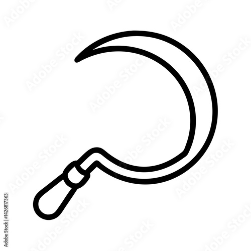 Sickle Harvesting Tool with Curved Blade Icon Design