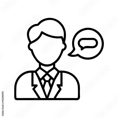 Person with speech bubble icon vector illustration communication talking conversation business man avatar speaking