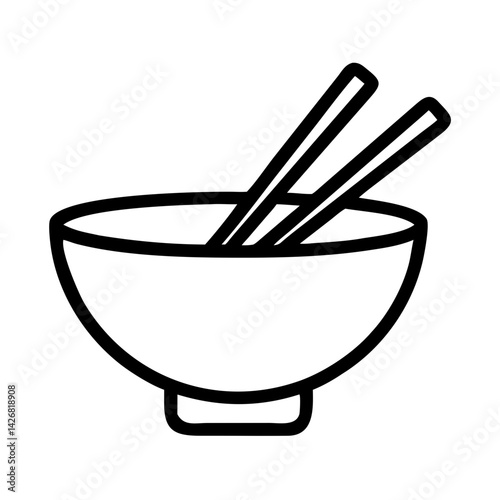Soup Bowl with Chopsticks on Top Icon Design