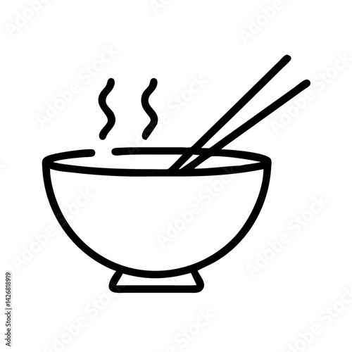 Soup Bowl with Chopsticks on Top Icon Design