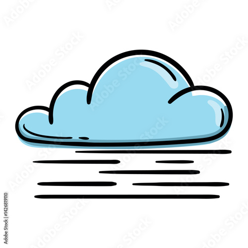 Fog. Weather forecast icon. Vector illustration for print, sticker, app. Hand drawn sign, symbol isolated on white background