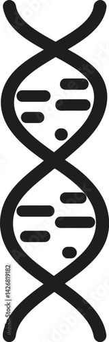 DNA Double Helix Silhouette, Featuring Intertwined Strands with Horizontal Lines Representing Nucleotide Pairs