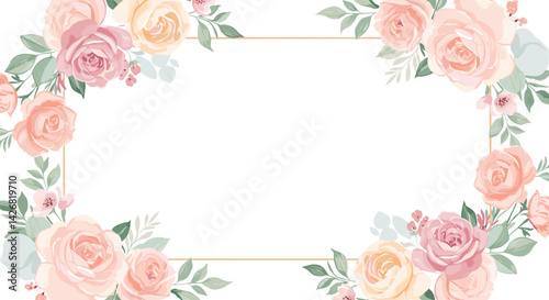 wedding invitation, birthday card, babyshower invitation background with flowers and decoration blank minimal