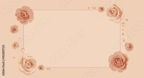 wedding invitation, birthday card, babyshower invitation background with flowers and decoration blank minimal
