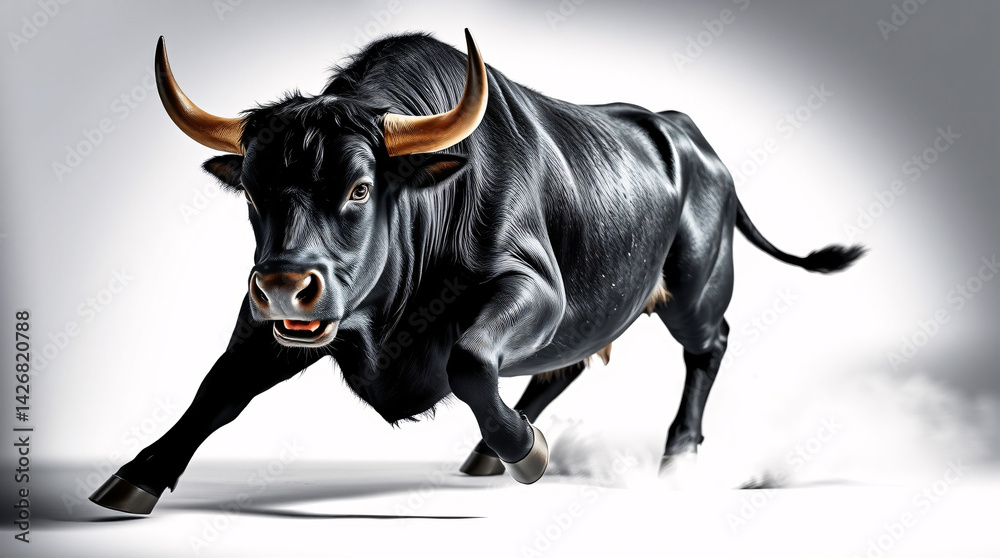 A majestic bull stands in a misty field, its silhouette creating a dramatic and atmospheric scene. A majestic bull stands in a misty field, its silhouette creating a dramatic and atmospheric scene.
