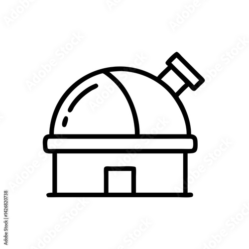 Space Dome Observatory Structure Icon Design