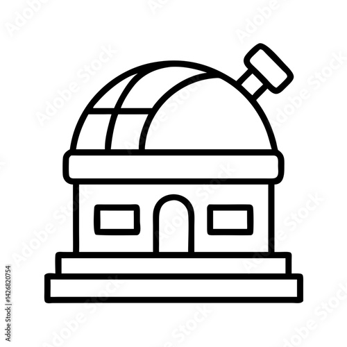 Space Dome Observatory Structure Icon Design
