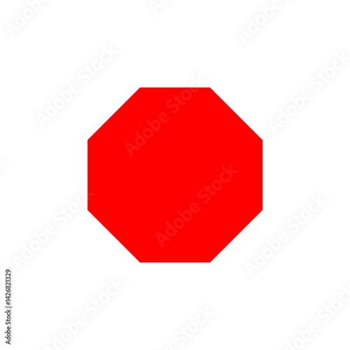 Red Octagon Isolate Background PNG – Eight-Sided Geometric Shape