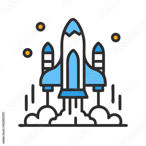 Space Shuttle Launch with Smoke Trail Icon Design