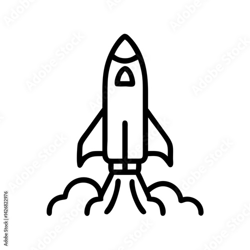 Space Shuttle Launch with Smoke Trail Icon Design