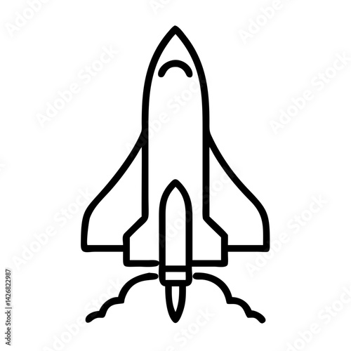 Space Shuttle Launch with Smoke Trail Icon Design